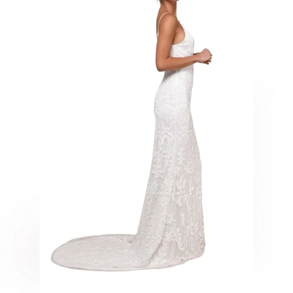 Lulus Everlasting Passion White Sequin Beaded Backless Maxi Dress